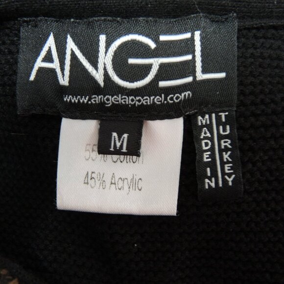 Angel Asymmetrical Cardigan Sweater Black & Brown Cotton Blend Size Medium - Picture 4 of 7